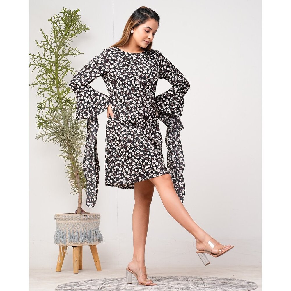Riara Women Casual Mini Dress Flute Sleeve One Piece Dress Flared Party Dresses - Picture 6 of 8